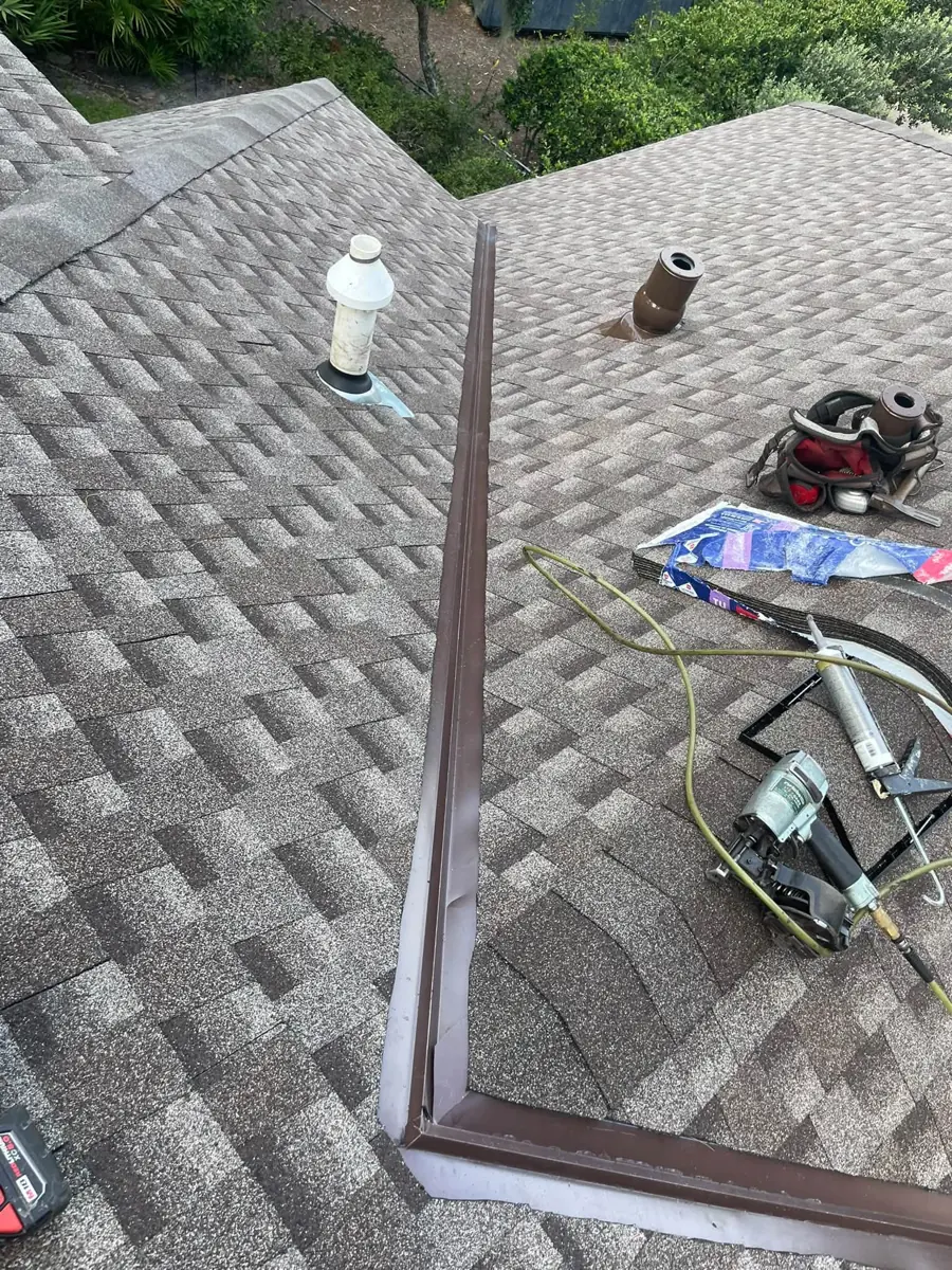Valley flashing with roofing tools